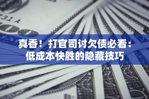 武汉真香！打官司讨欠债必看：低成本快胜的隐藏技巧